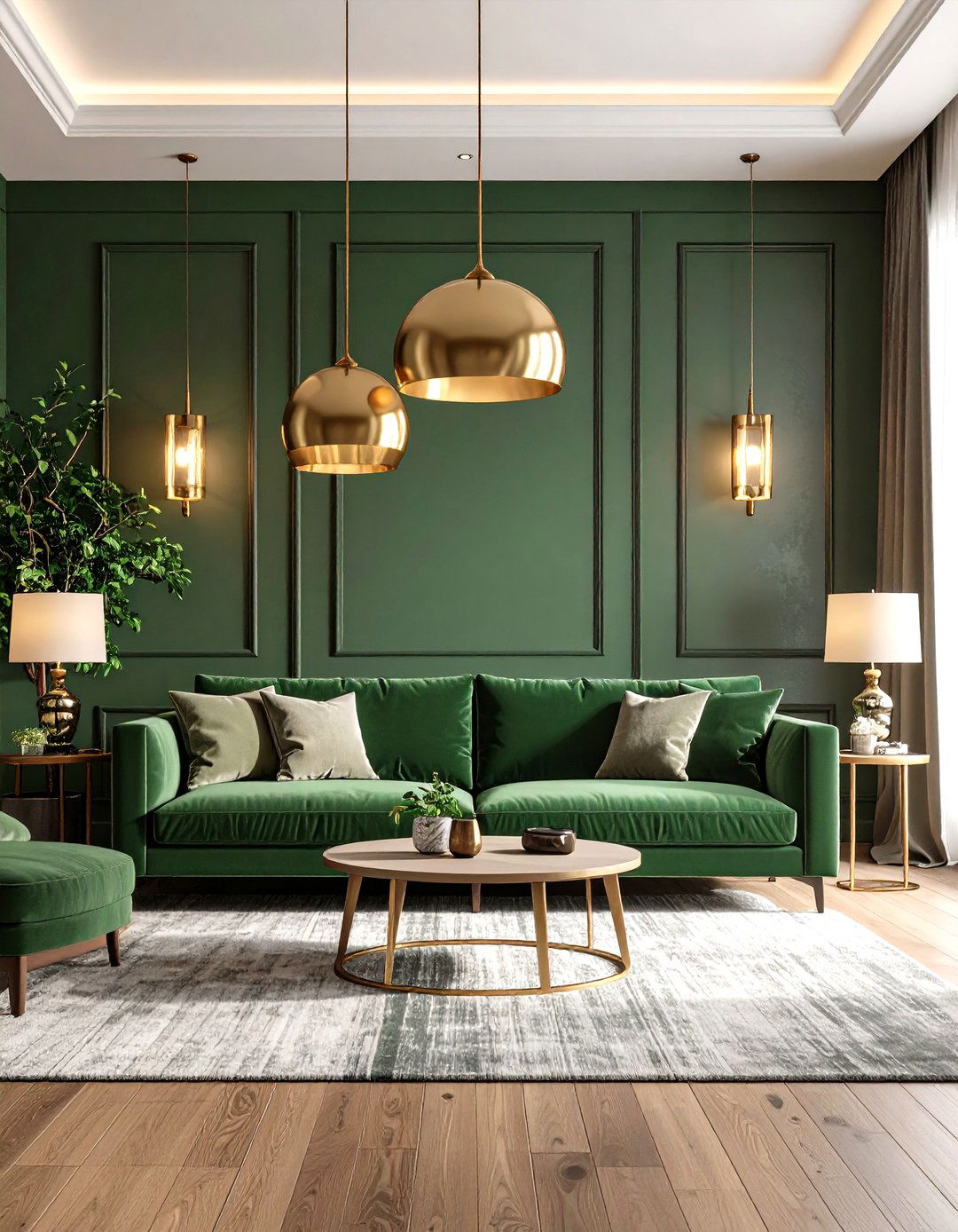 Statement Lighting Sage Green Couch Focus - 24 sage green couch living room ideas
