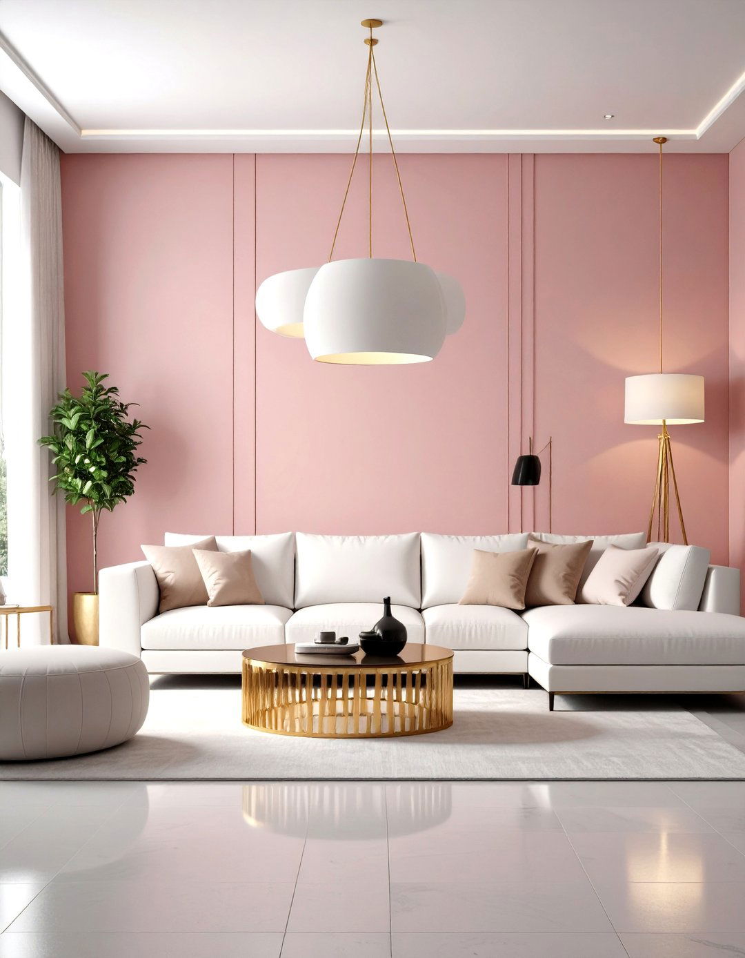 Statement Lighting White Gold Living Room - 24 White and Gold Living Room Ideas
