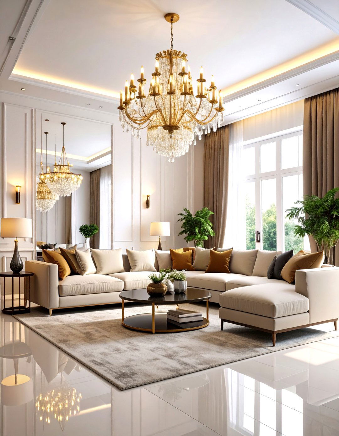 Statement Lighting White Living Room - 24 White Living Room Ideas