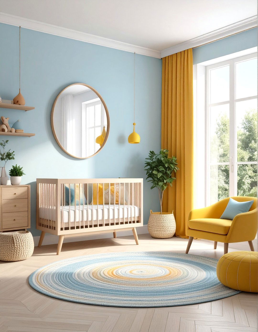 Statement Mirror Placement - 24 Minimalist Nursery Ideas