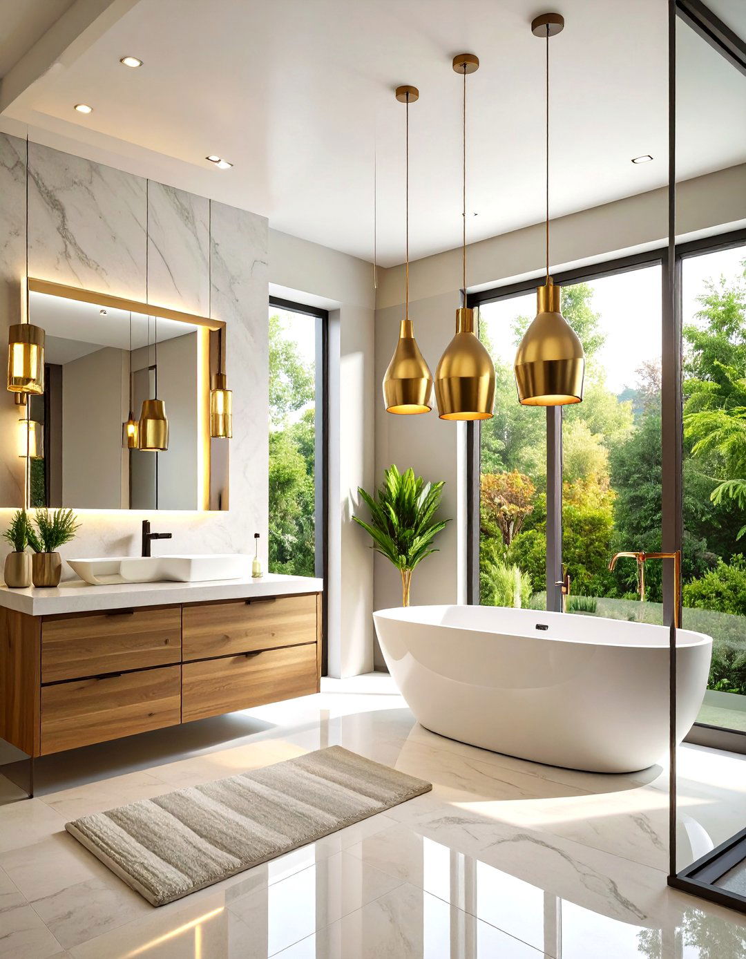 Statement Pendant Light Gallery - 24 Elegant Bathroom Decor Ideas