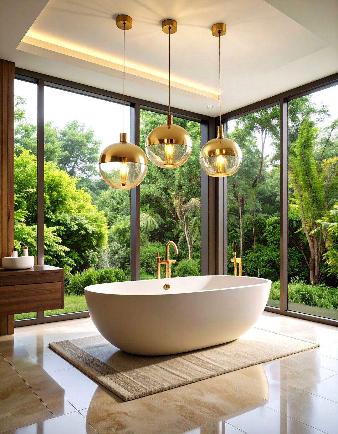 Statement Pendant Lighting Feature - 24 Bathroom Ceiling Ideas