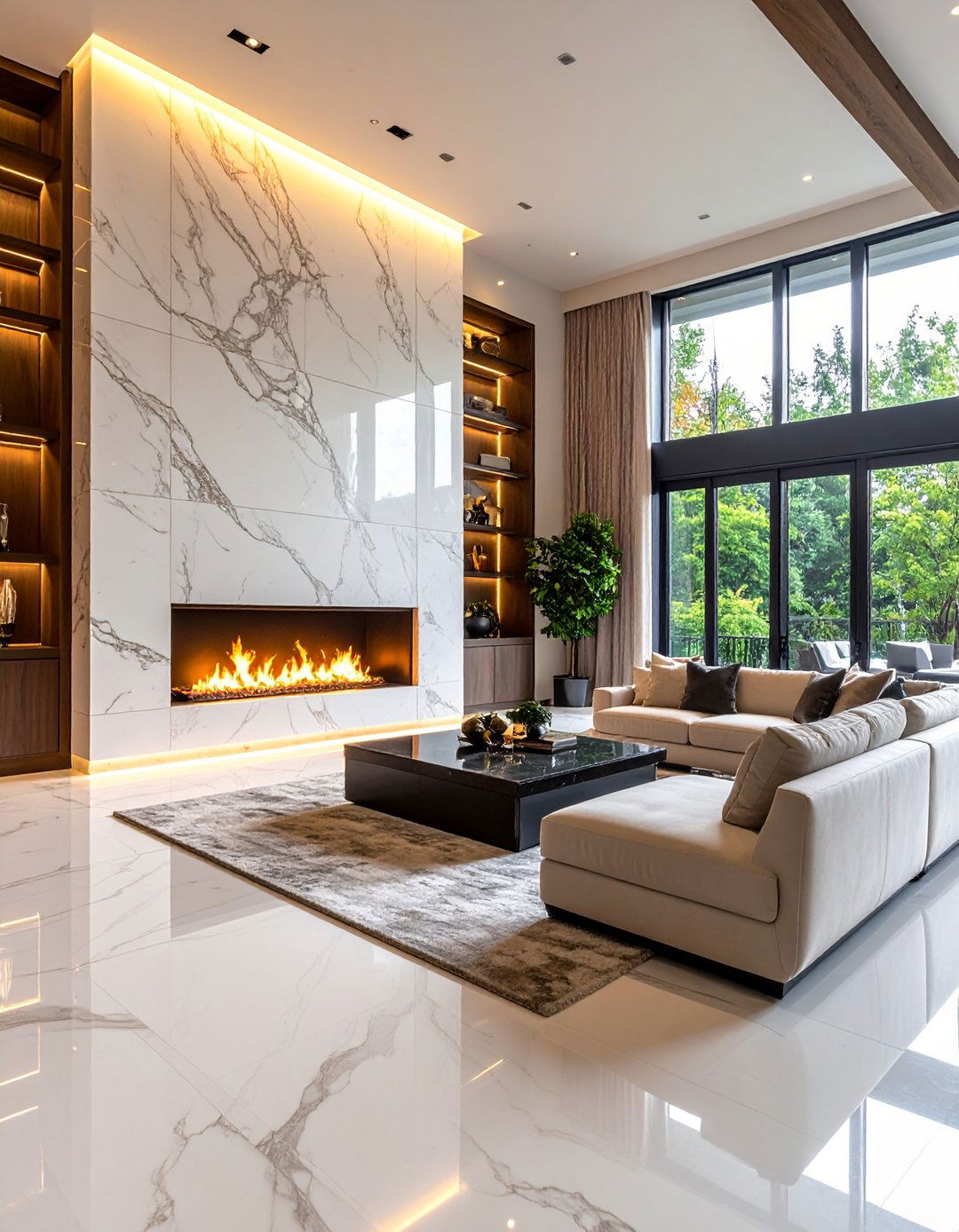 Statement Wall Quartz Fireplace Feature - 24 Quartz Fireplace Surround Ideas