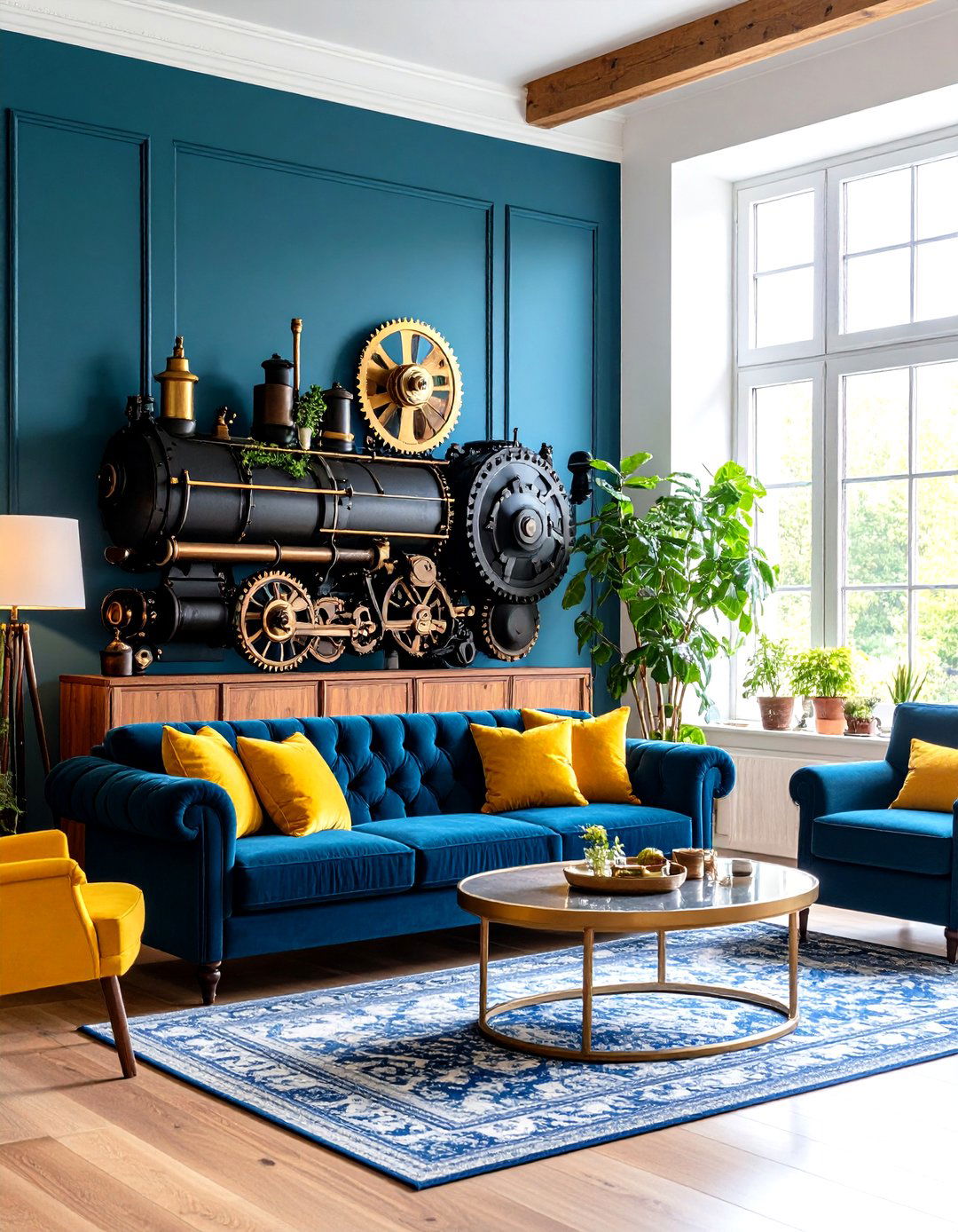 Steam Engine Component Art Installations - 24 Steampunk Living Room Ideas