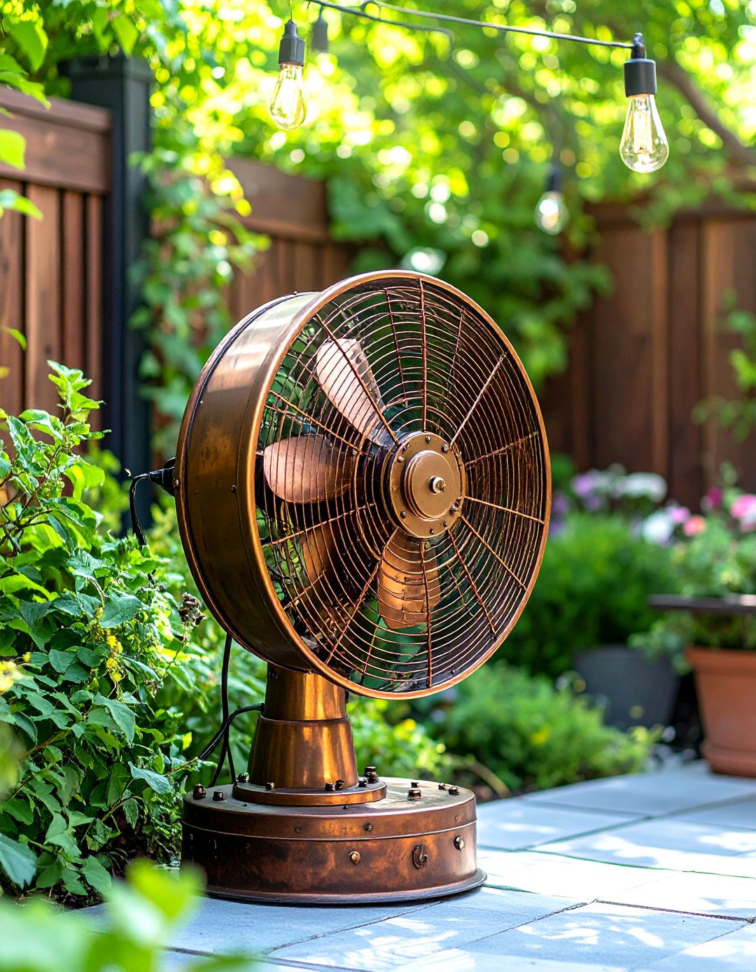 Steampunk Patio Fan with Vintage Mechanical Elements - 24 Patio Fan Ideas