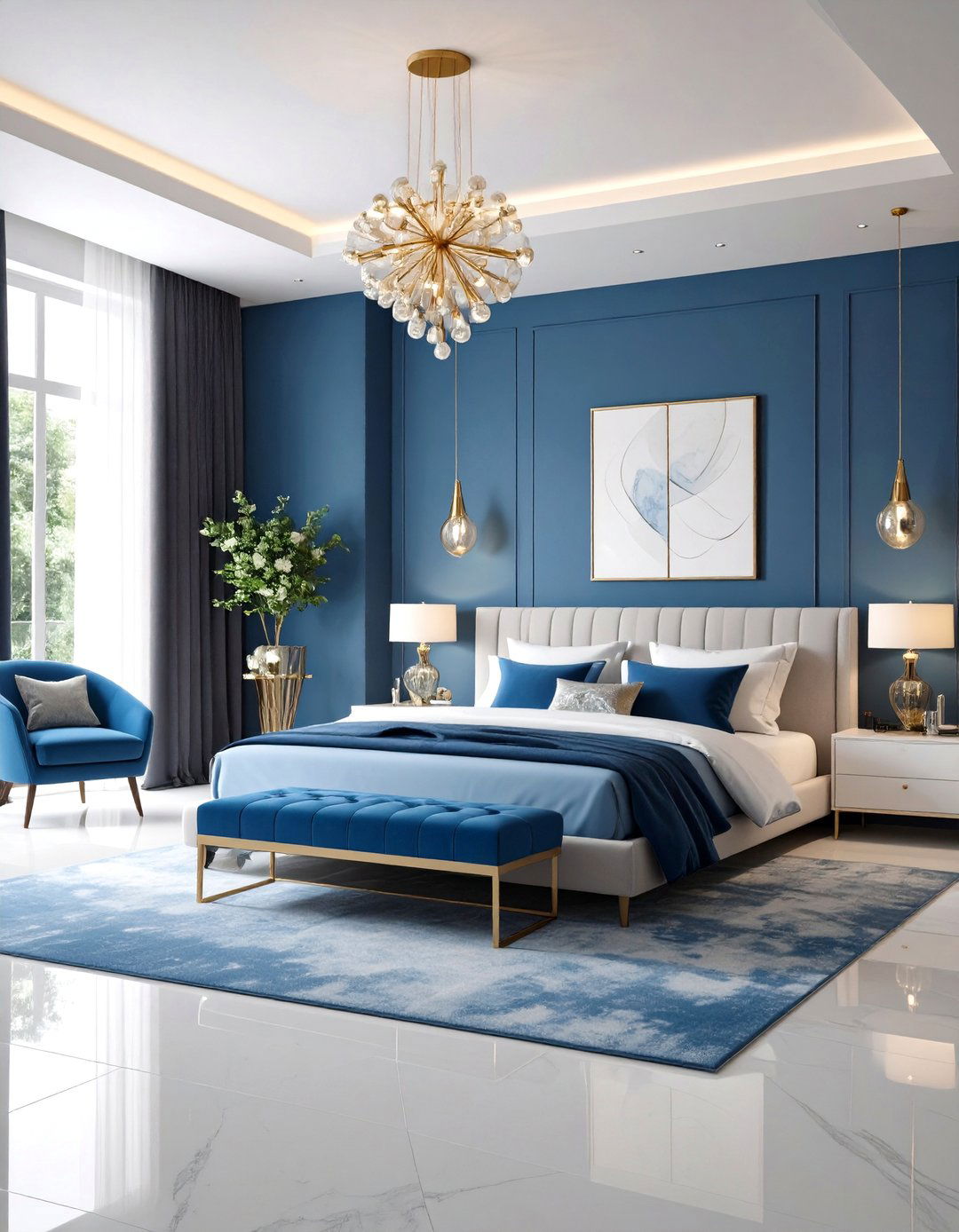 Steel Blue Bedroom with Contemporary Sophistication - 24 Blue Bedroom Ideas