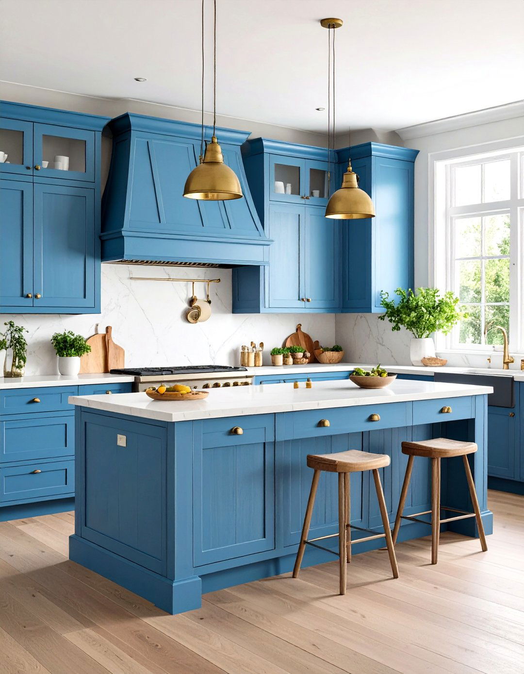 Steel Blue Distressed Cabinets - 24 Blue French Country Kitchen Ideas