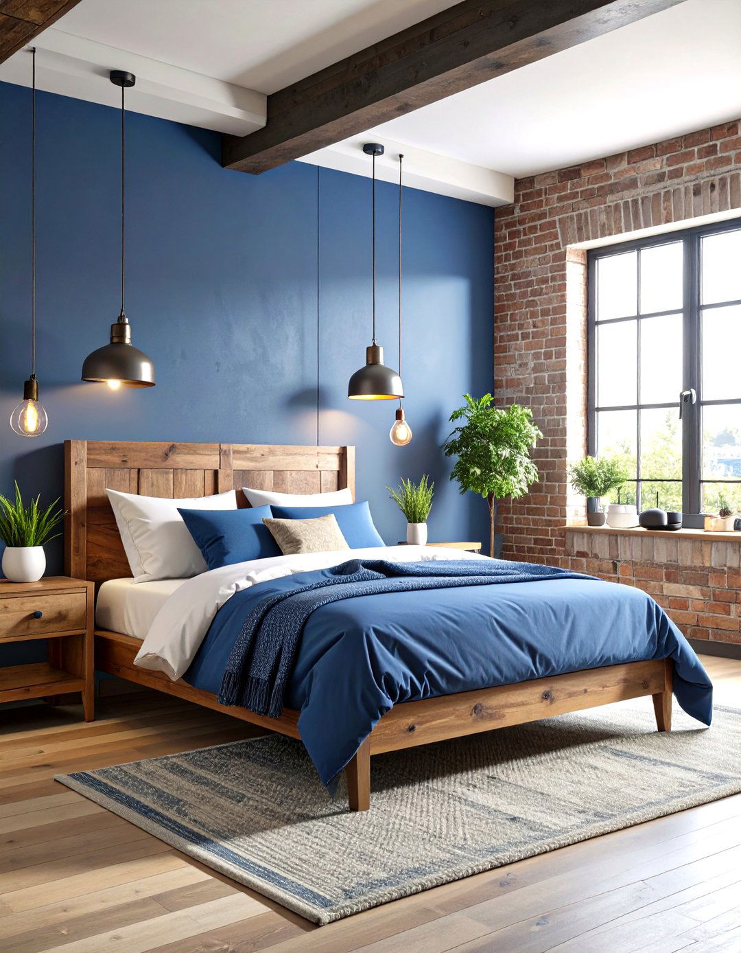 Steel Blue Industrial Chic - 24 Moody Blue Bedroom Ideas