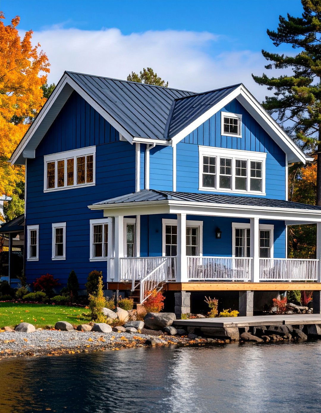 Steel Blue Strength - 24 Lake House Exterior Colors Ideas