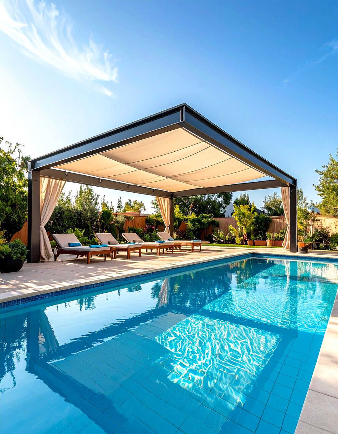 Steel Frame Canopies - 24 Pool Shade Ideas