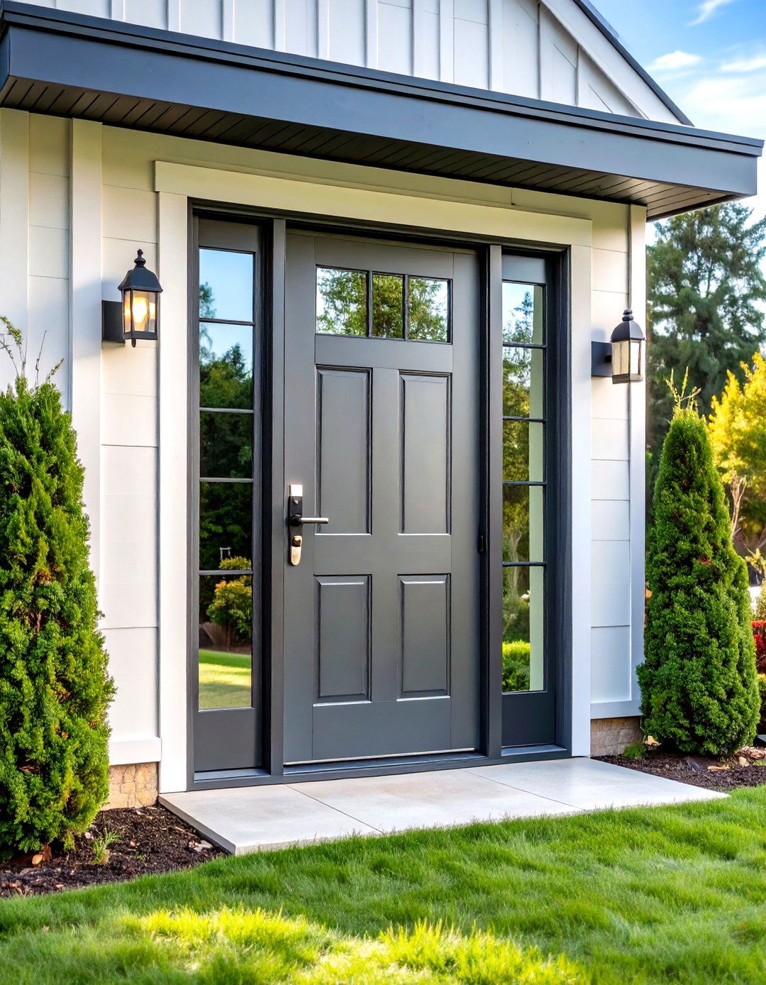 Steel Frame Modern Durability - 24 Farmhouse Front Door Ideas