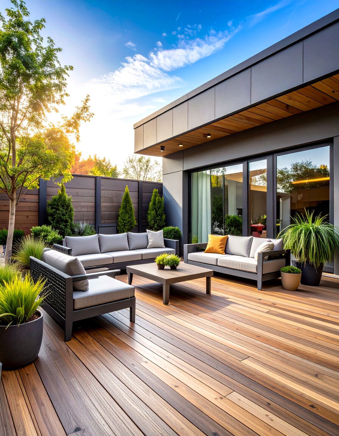 Steel Gray and Honey Oak Industrial Warmth - 24 Two Tone Deck Color Schemes