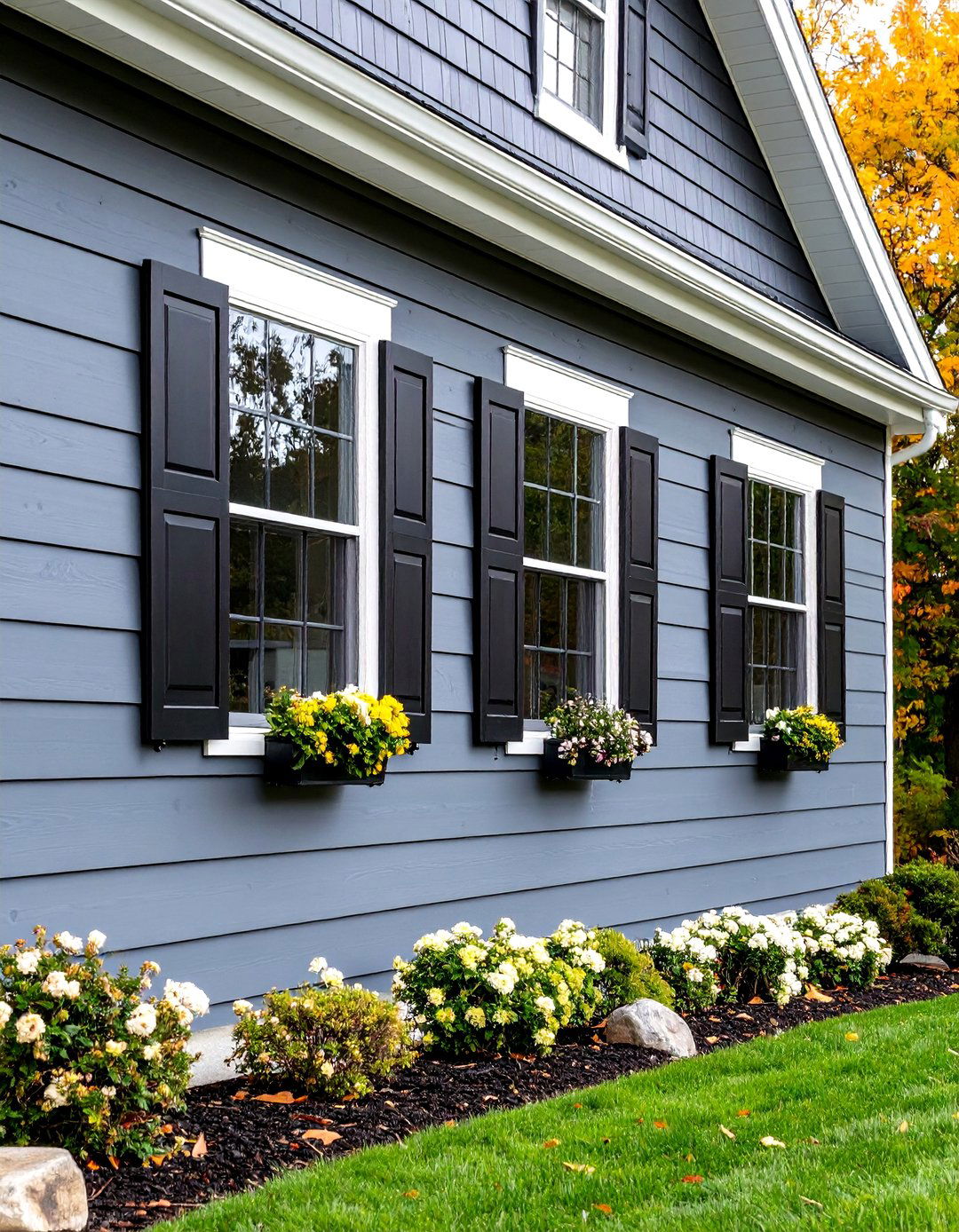 Steel Grey Shiplap with Black Window Frames - 24 Dark Grey House Exterior Ideas