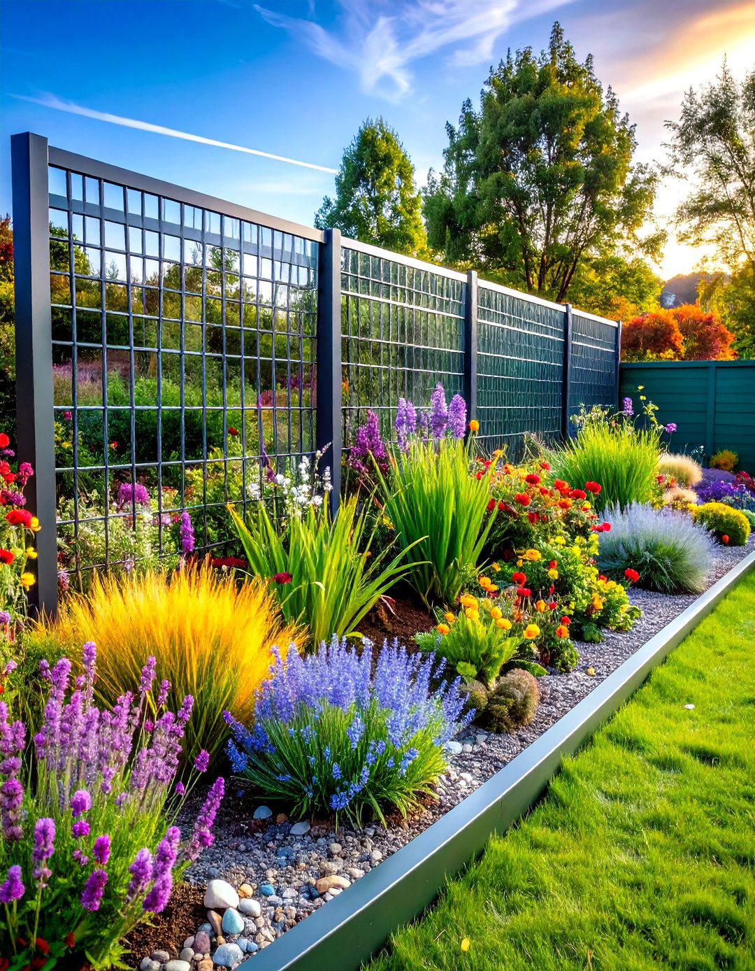 Steel Grid Garden Edging - 24 Modern Garden Edging Ideas