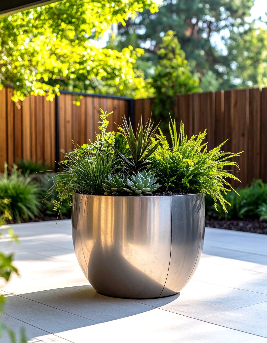 Steel Planter Modern Accents - 24 Mid-century Modern Landscaping Ideas
