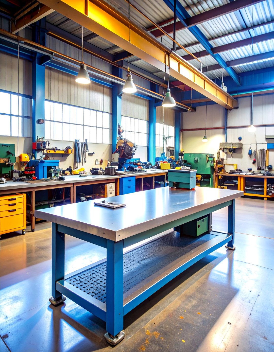Steel Top Industrial Workbench - 24 Garage Workbench Ideas