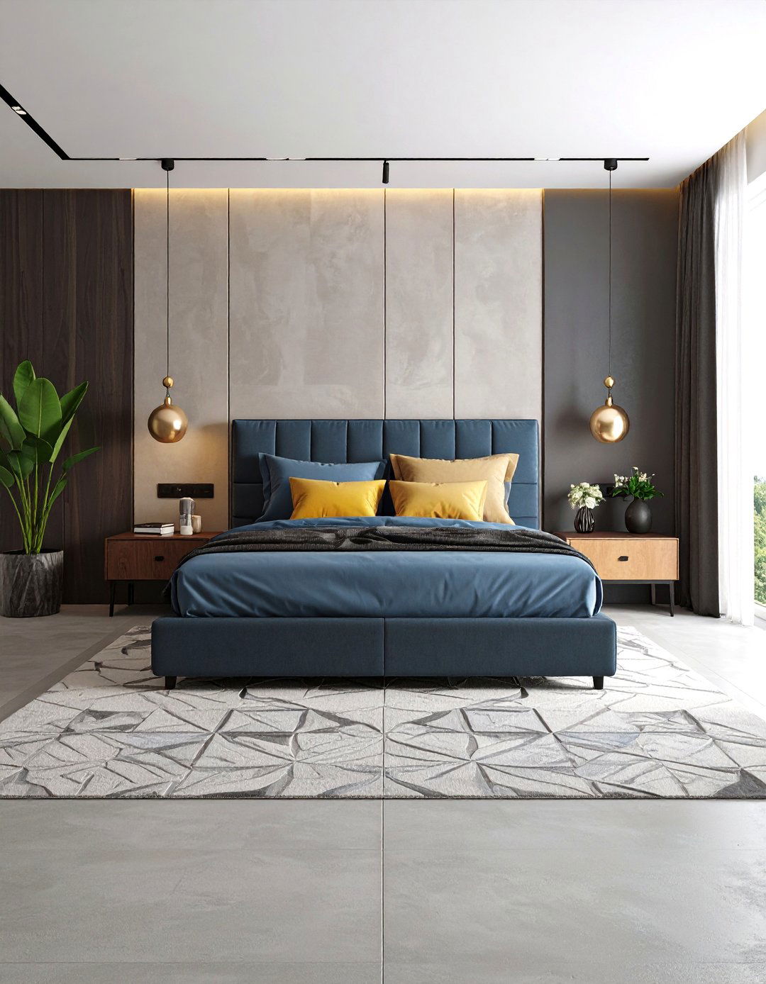 Stenciled Concrete Bedroom Designs - 24 Concrete Floor Bedroom Ideas