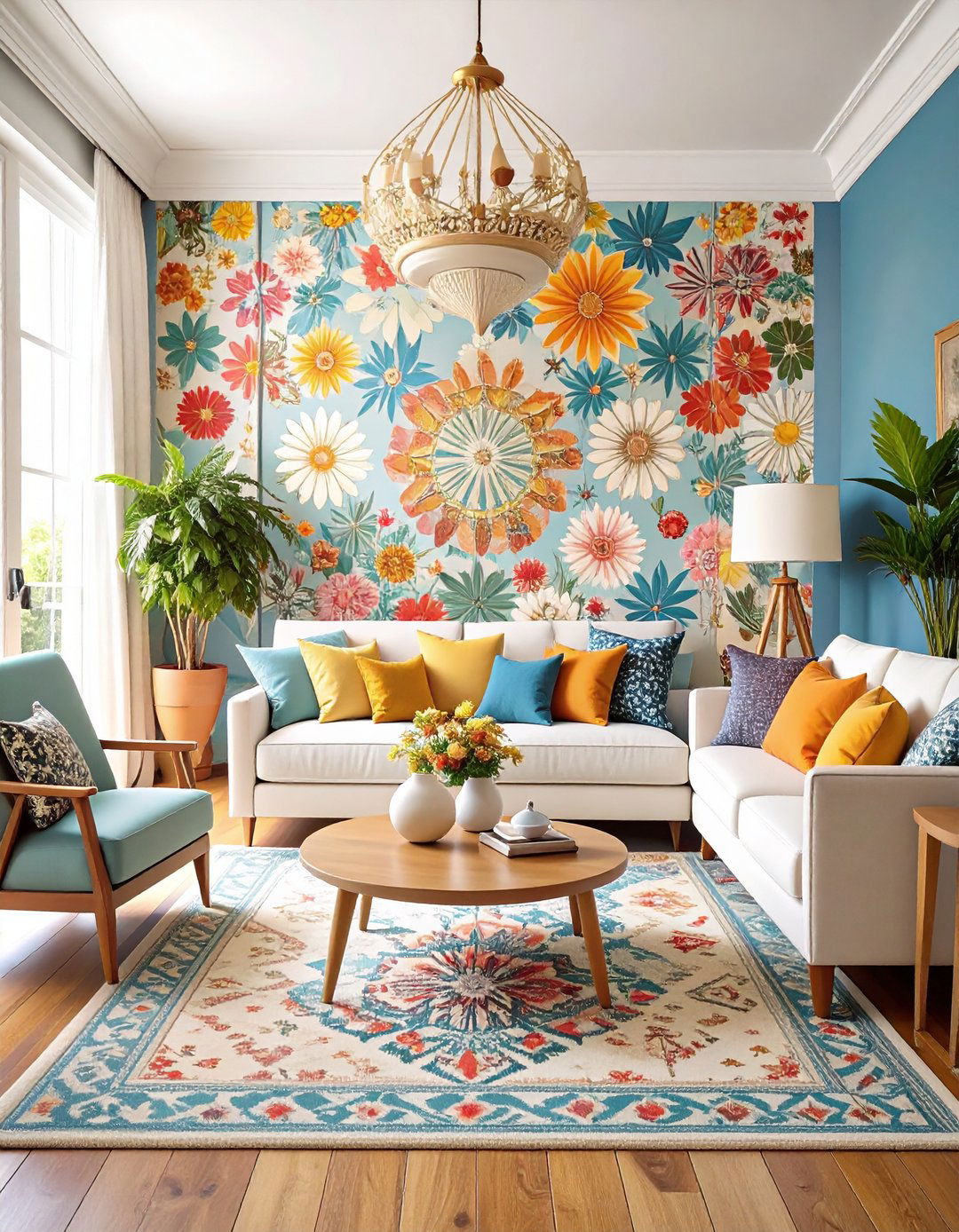 Stenciled Wall Design Room - 24 Primitive Living Room Ideas