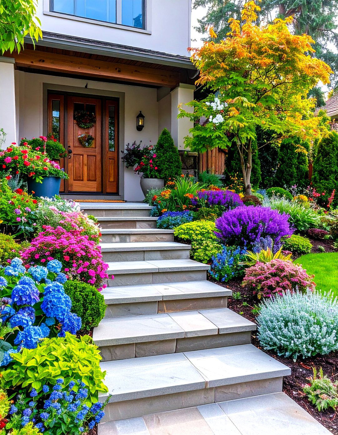 Stepped Garden Integration Design - 24 Brick Front Steps Design Ideas
