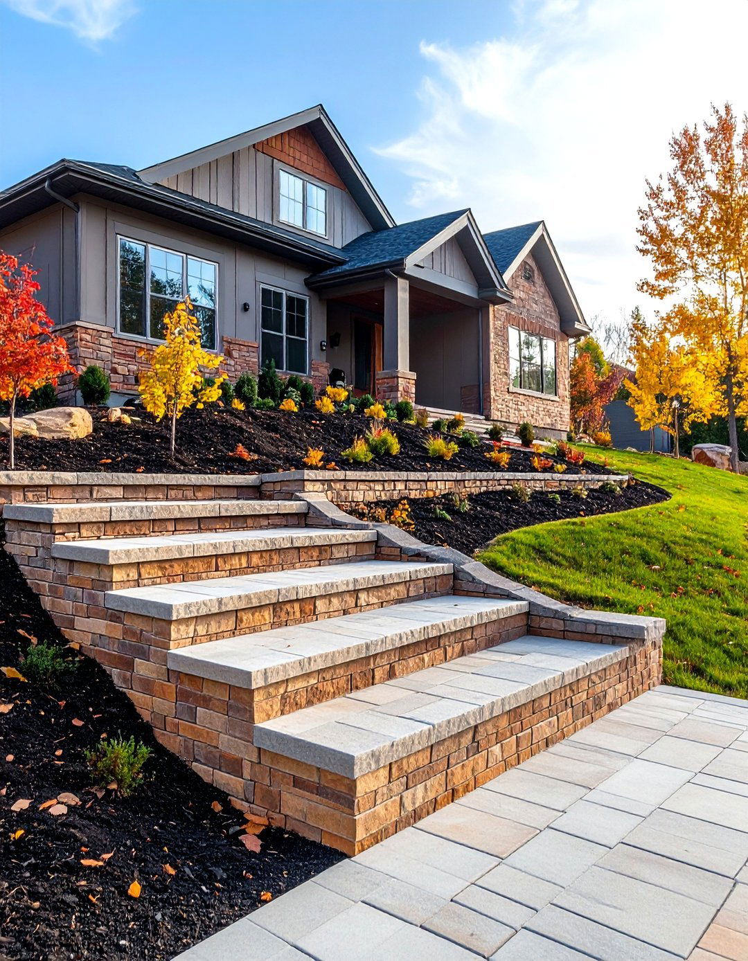 Stepped Height Retaining Design - 24 Brick Fence Ideas
