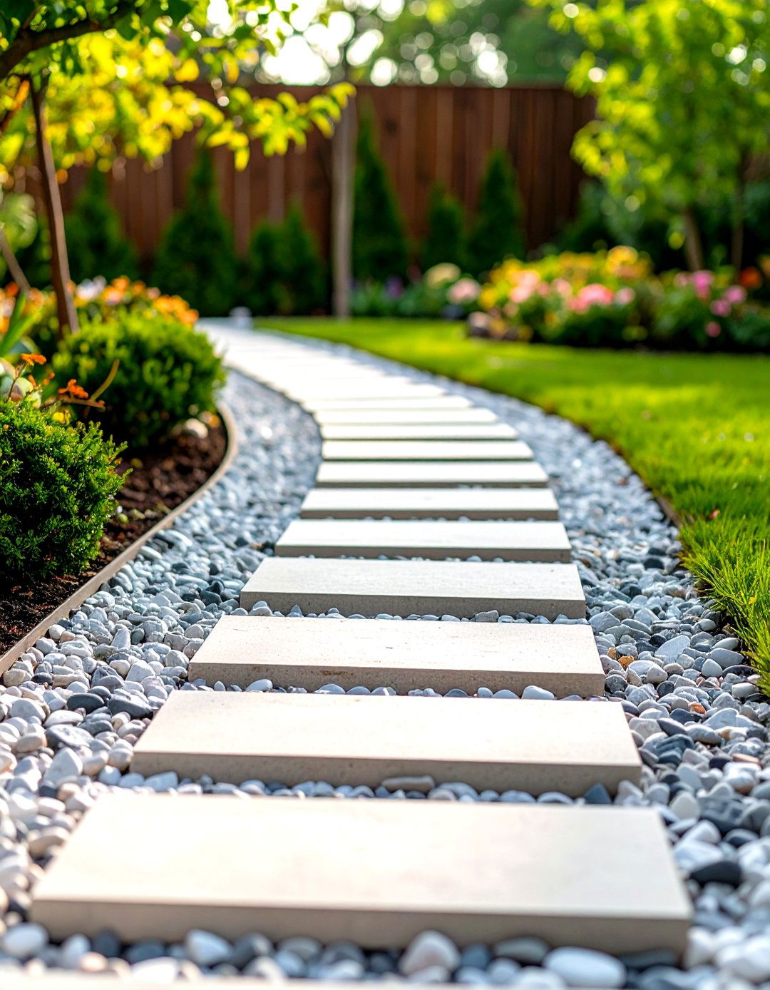 Stepping Stone Gravel Garden Path - 24 Front Walkway Ideas