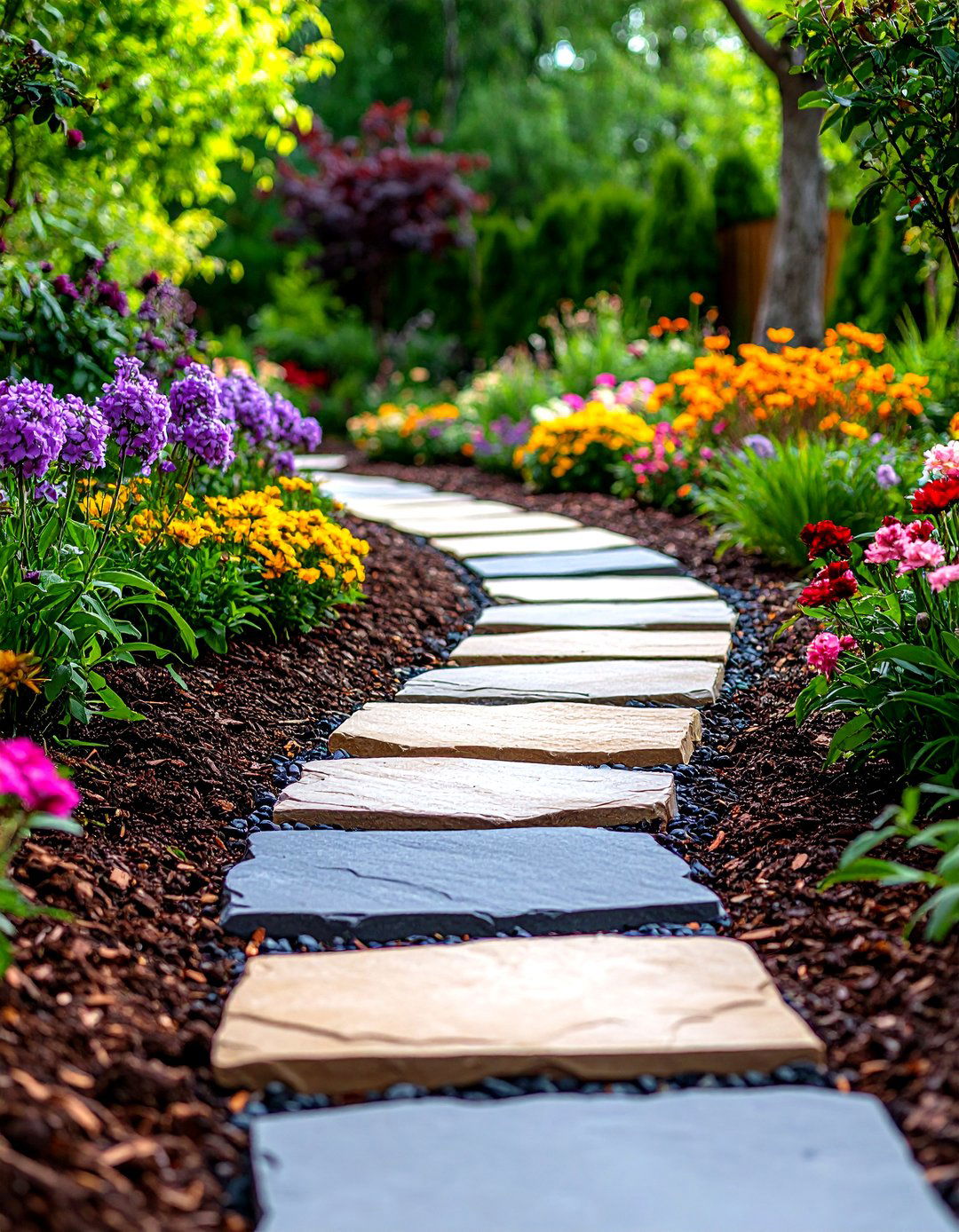 Stepping Stone Mulch Combinations - 24 Mulch Pathway Ideas