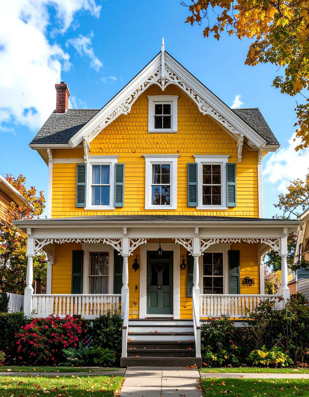Stick Style Yellow Structural Expression - 24 Yellow Exterior Home Ideas