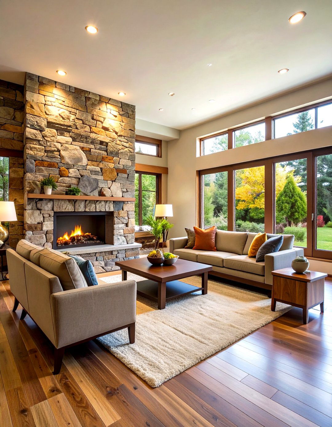 Stone Accent Feature Wall - 24 Rustic Wall Decor Ideas