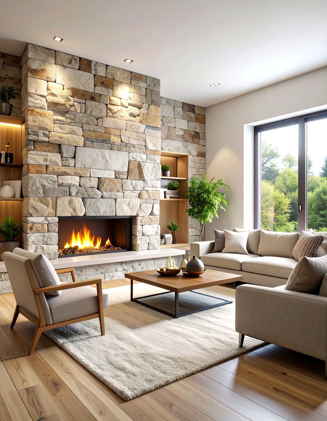 Stone Accent Fireplace Walls - 24 Fireplace Wall Ideas