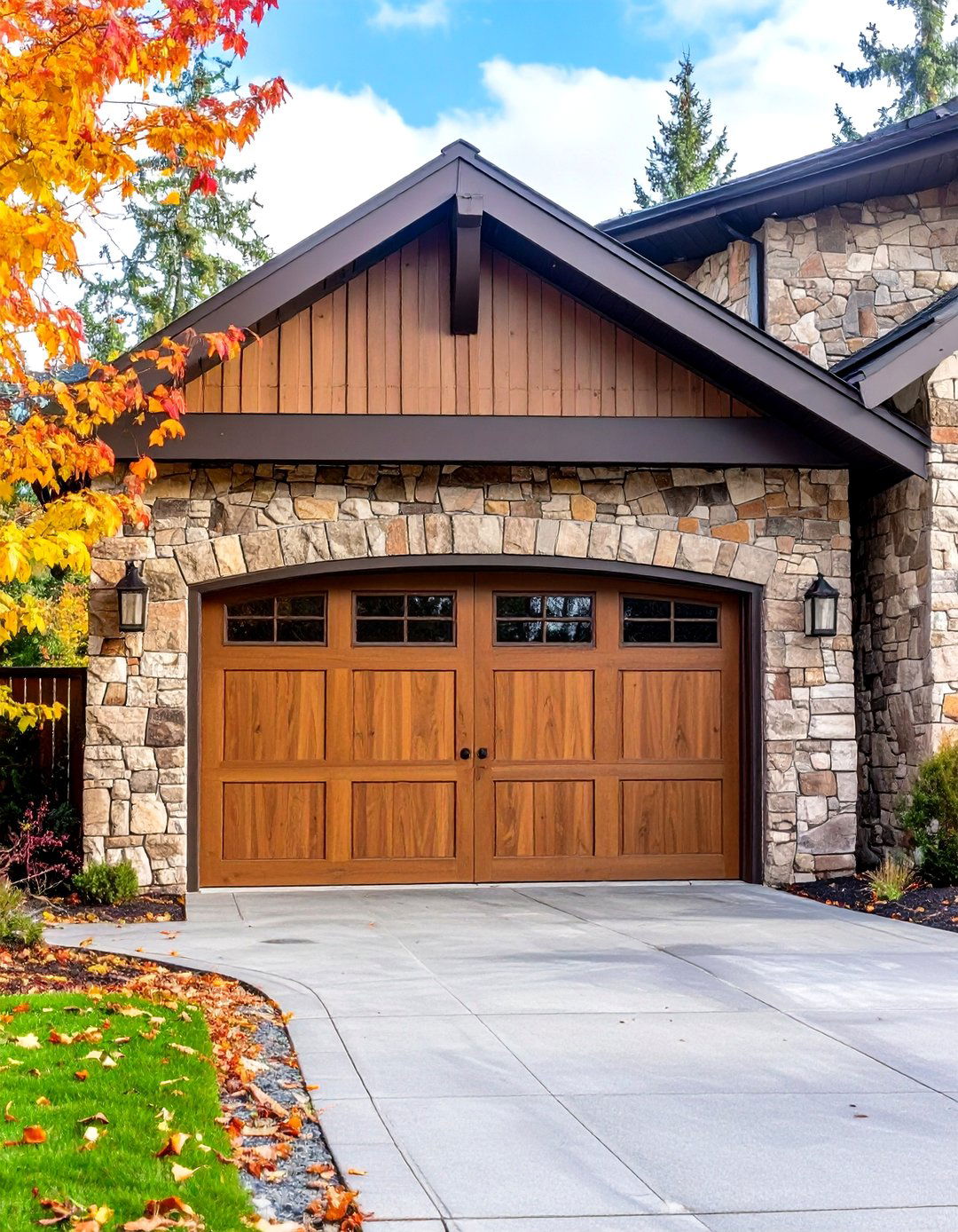 Stone Accent Garage Door Trim - 24 Exterior Garage Door Trim Ideas