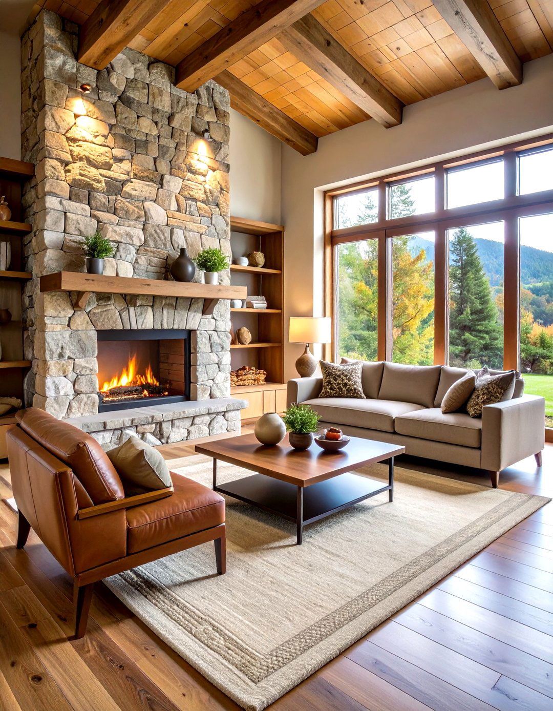 Stone Accent Living Room - 24 Southwest Living Room Ideas