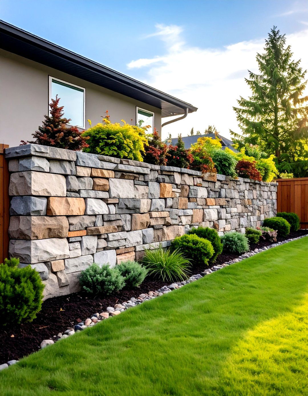 Stone Accent Wall Features - 24 Mid-Century Modern Exterior Home Ideas