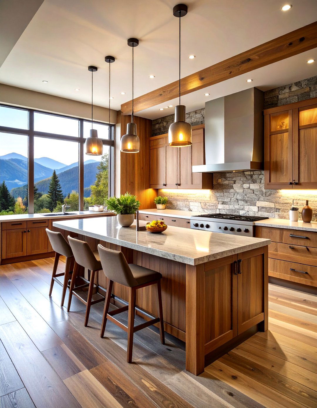 Stone Backsplash Kitchen - 24 Mountain House Kitchen Ideas