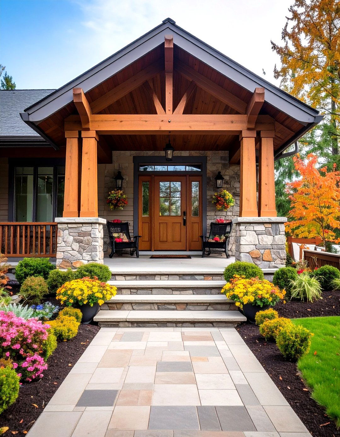 Stone Column Shed Roof Porch - 24 Shed Roof Porch Design Ideas
