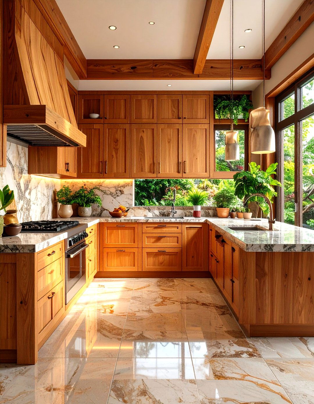 Stone Countertop Surfaces with Natural Textures - 24 Japanese Style Kitchen Ideas