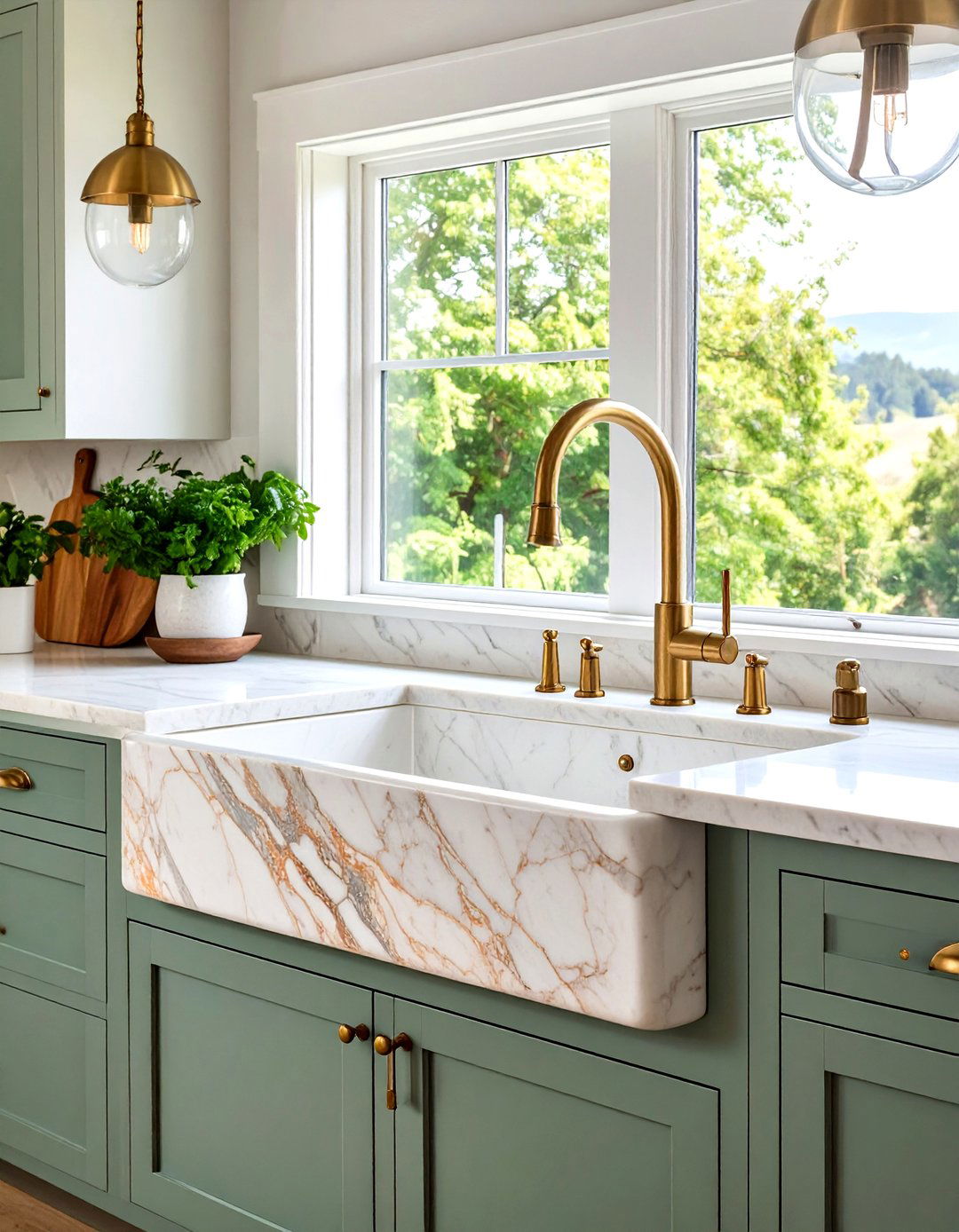Stone Farmhouse Sinks - 24 Organic Kitchen Design Ideas