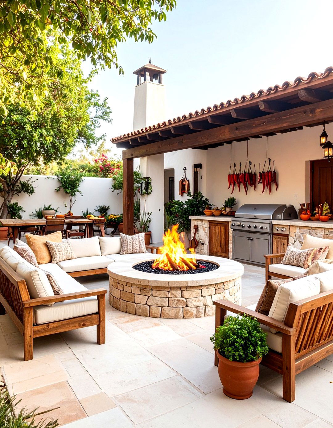 Stone Fire Pit Mexican Kitchen - 24 Mexican Outdoor Kitchen Ideas