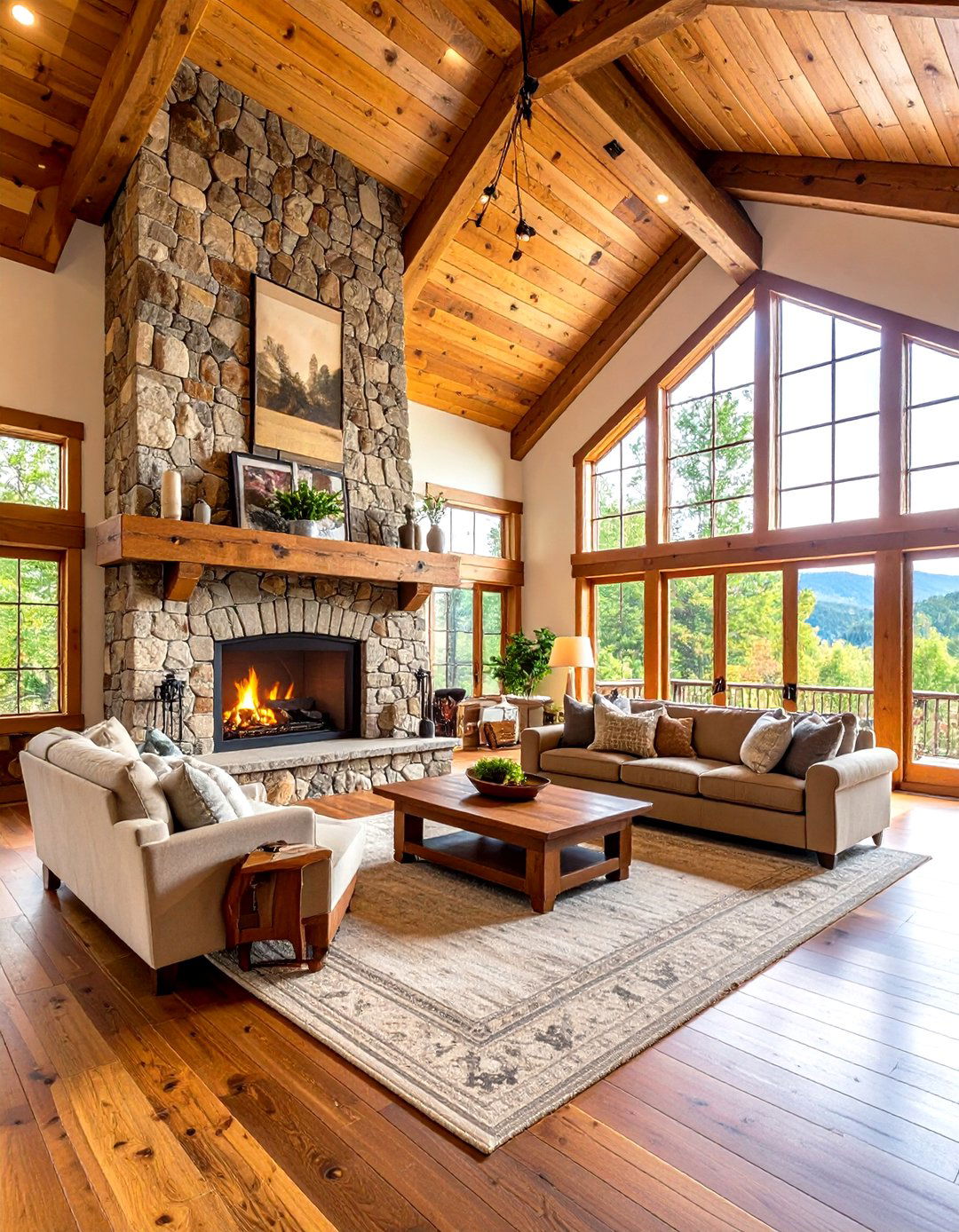 Stone Fireplace Cathedral Ceiling Focal Points - 24 Cathedral Ceiling Ideas