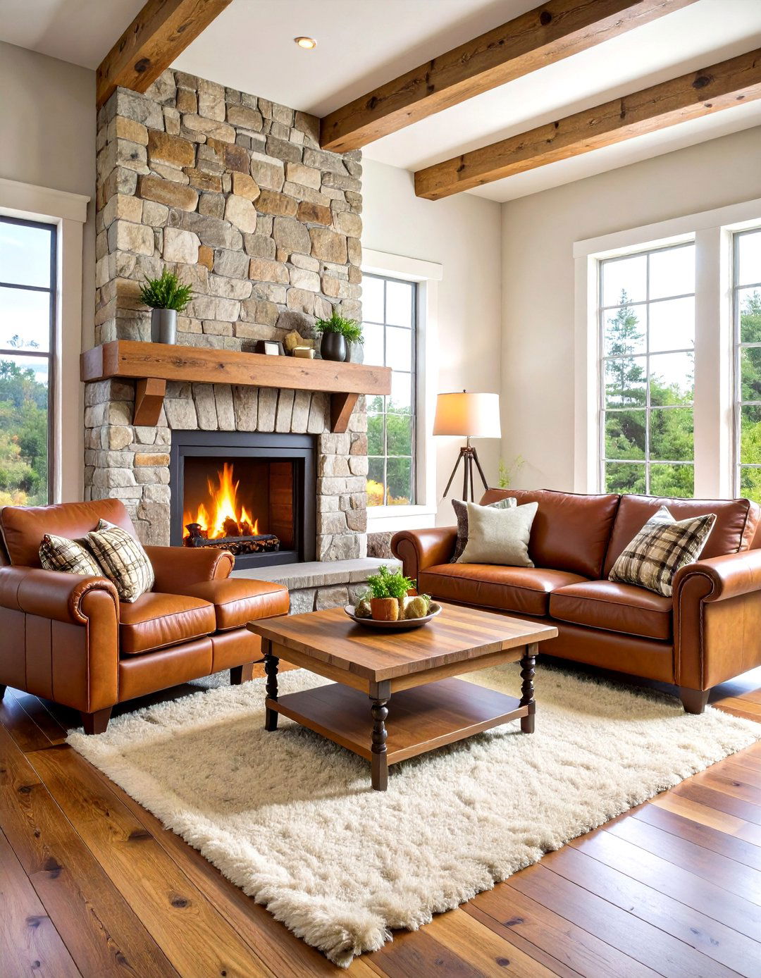 Stone Fireplace Centerpiece Living Room - 24 Cabin Living Room Ideas