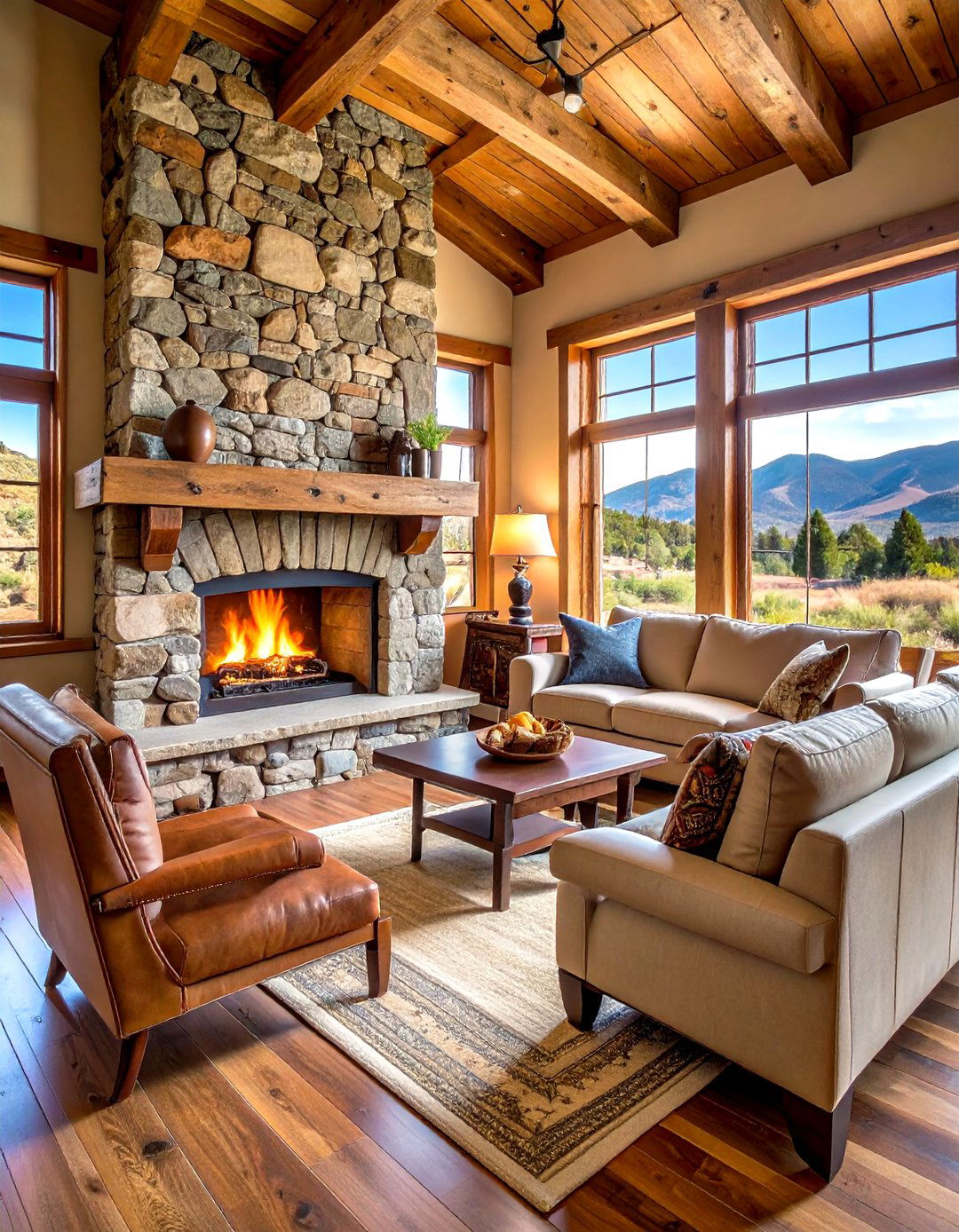 Stone Fireplace Western Surround