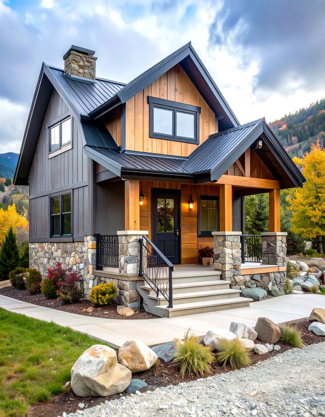 Stone Foundation Exterior Design - 24 Rustic Tiny House Ideas
