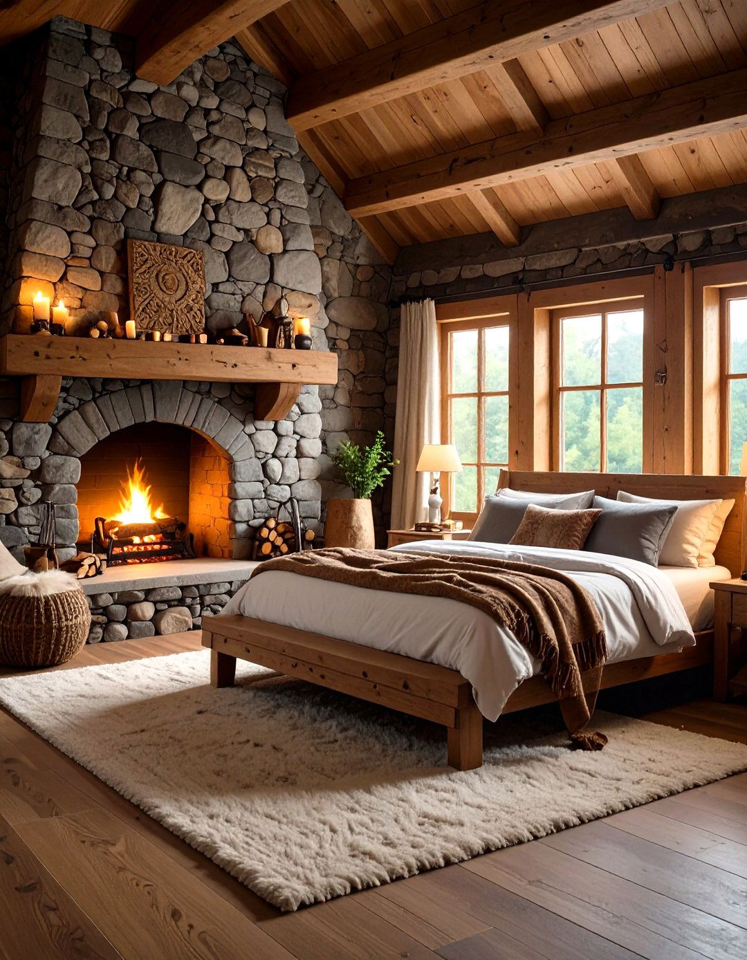 Stone Hearth Viking Bedroom - 24 Viking Bedroom Ideas