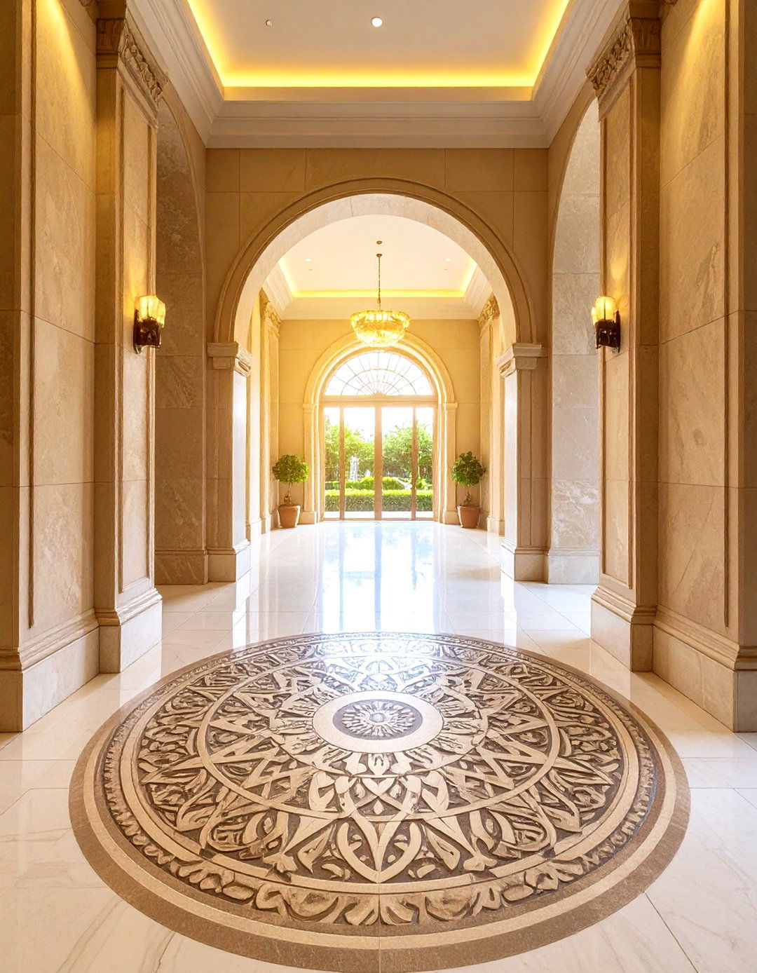 Stone Medallion Hallway Transitions - 24 Floor Transition Ideas