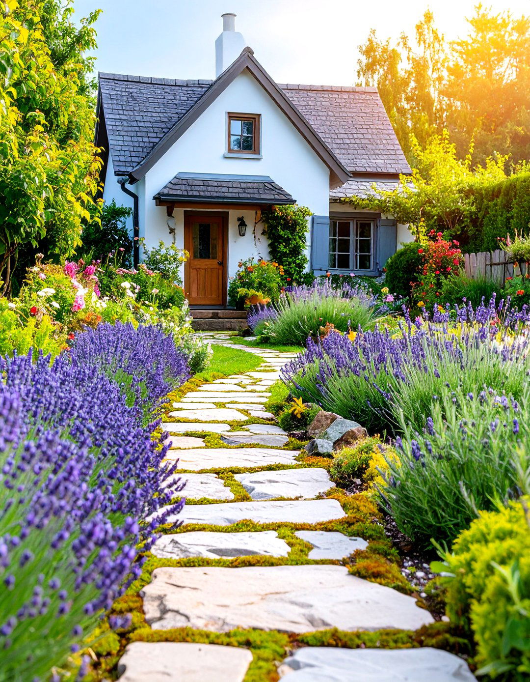 Stone Path Cottage with Herb Garden - 24 Cottagecore House Exterior Ideas