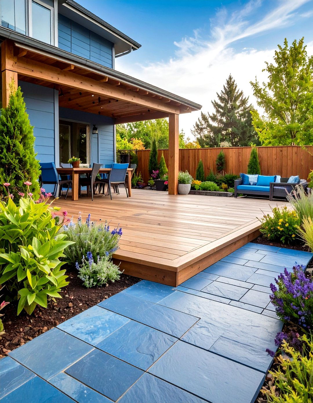 Stone Paver Deck Integration - 24 Deck Flooring Ideas