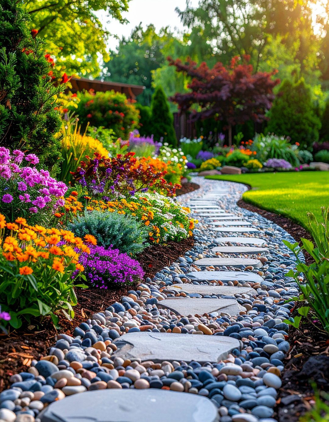 Stone Pebble Gravel Borders - 24 Recycled Garden Edging Ideas