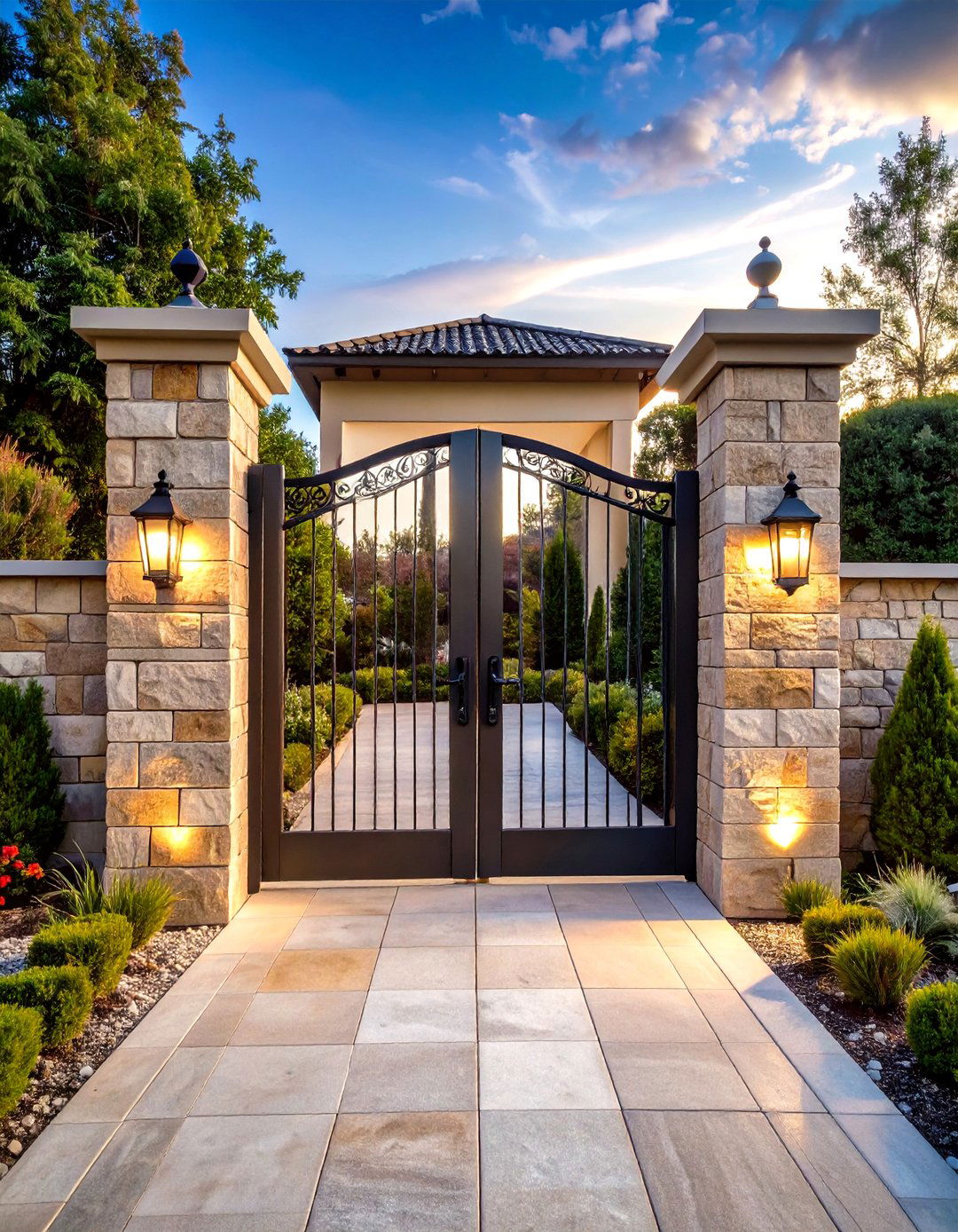 Stone Pillar Gate Entrance - 24 driveway entrance ideas