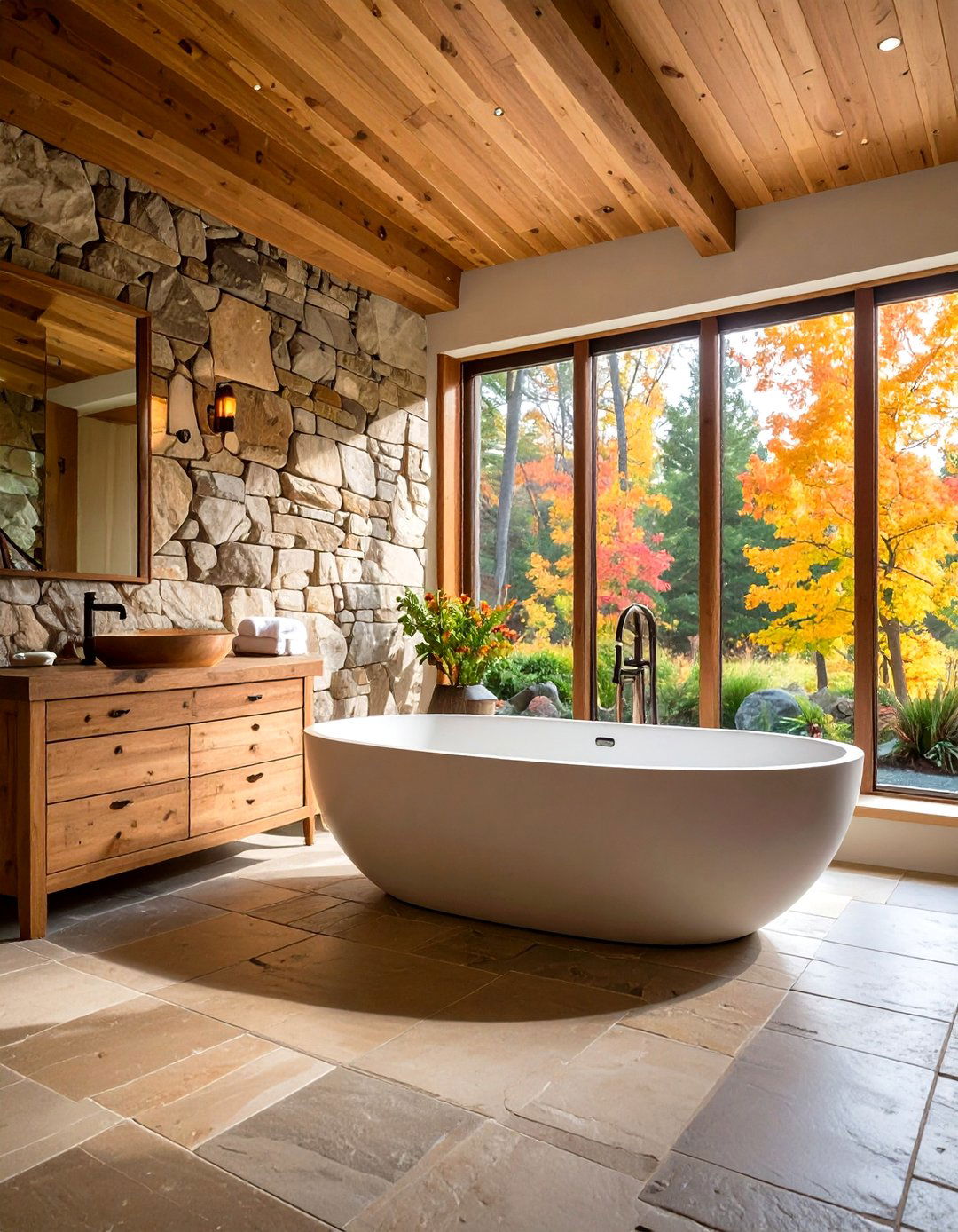 Stone Sanctuary Bathroom - 24 Wabi Sabi Interior Design Ideas
