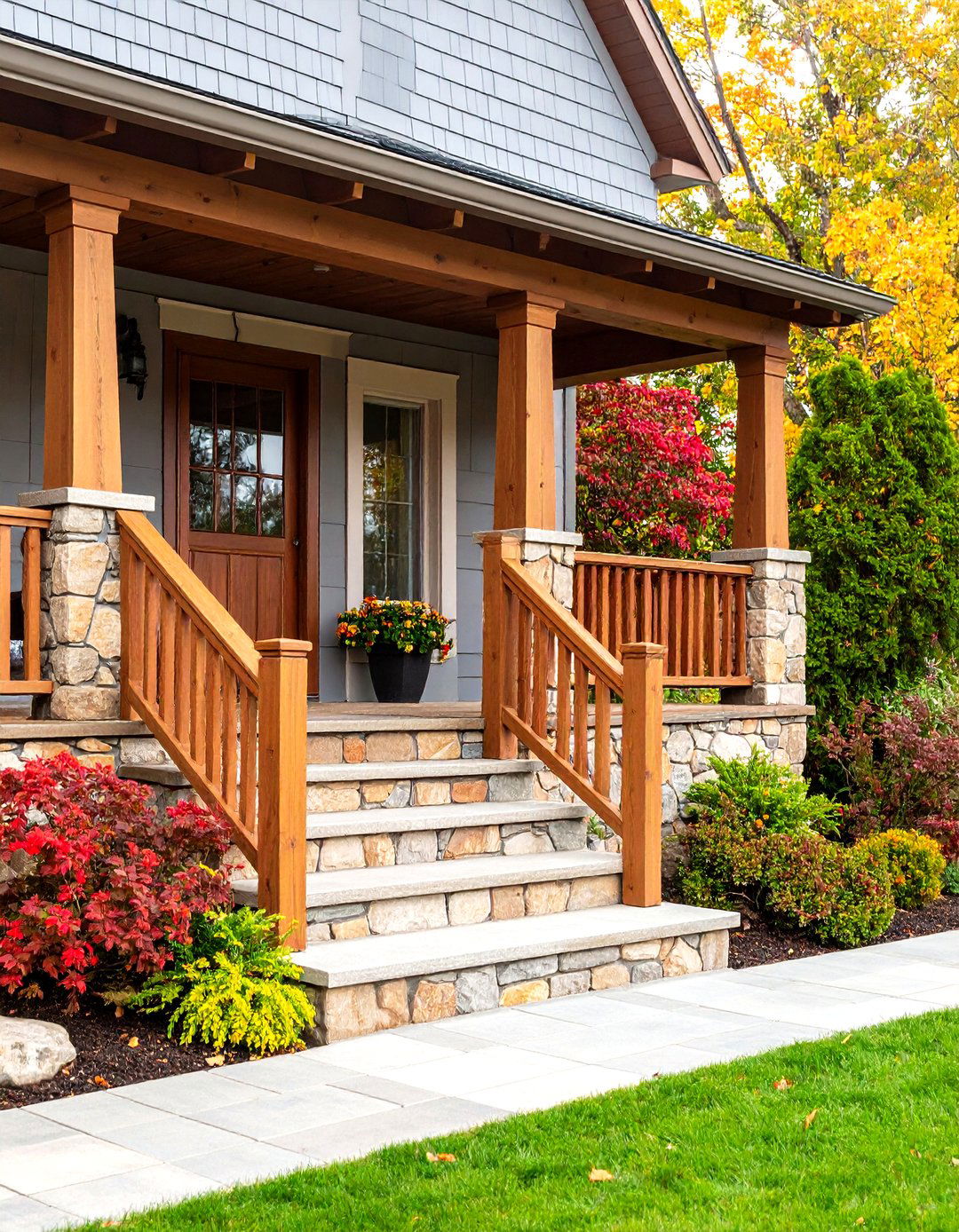 Stone Veneer Foundation Porch - 24 Small Cape Cod Front Porch Ideas