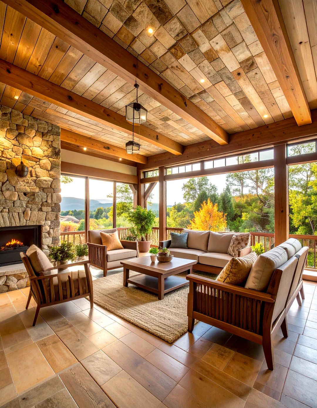 Stone Veneer Sunroom Ceilings - 24 Sunroom Ceiling Ideas